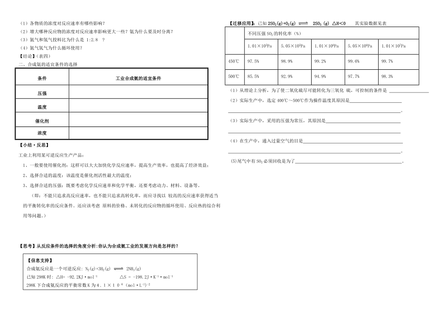 鲁科版高中化学《化学反应条件的优化——工业合成氨》精品教案.doc_第2页