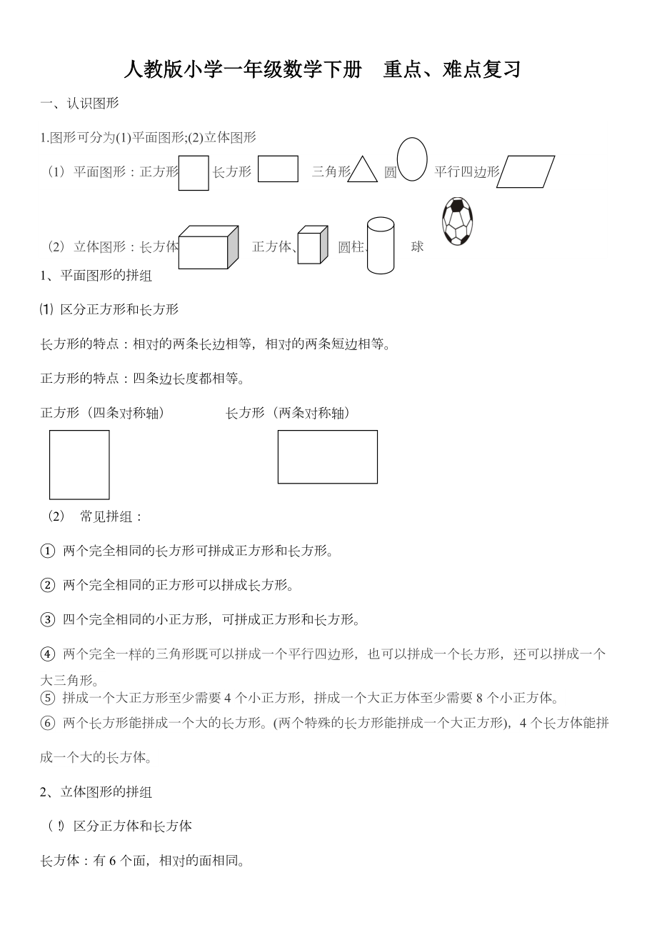 一年级下册数学知识点总结.doc_第1页