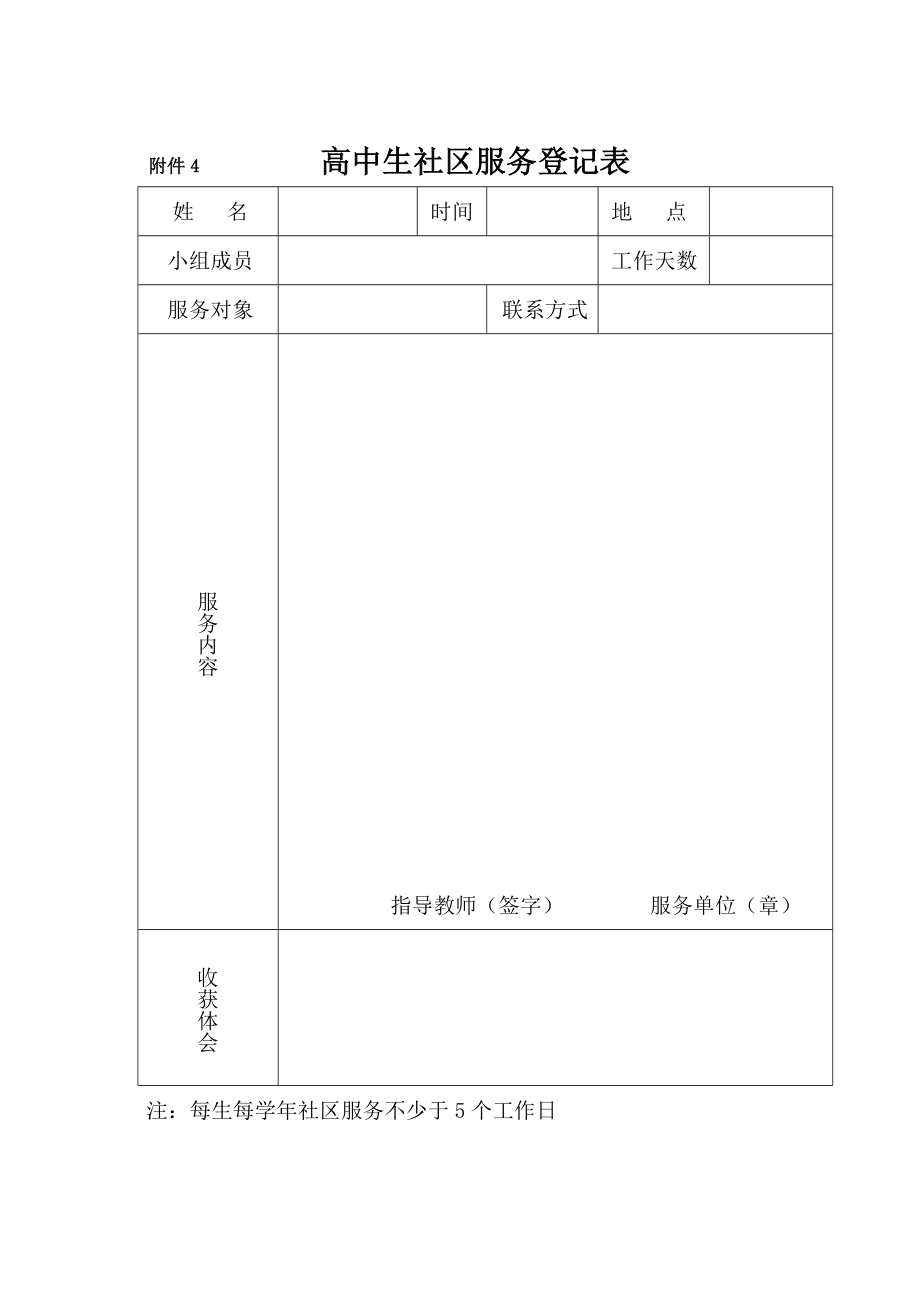 高中生社区服务登记表 高中生社会实践活动记录表.doc_第1页