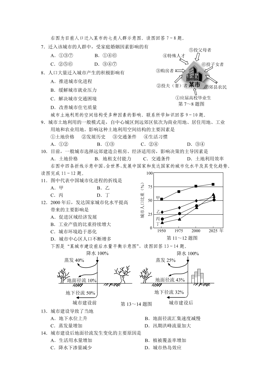 杭州市中学高一级第二学期期中考试地理试卷.doc_第2页