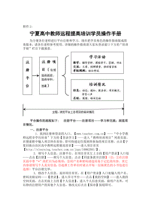 宁夏高中教师远程提高培训学员操作手册.doc