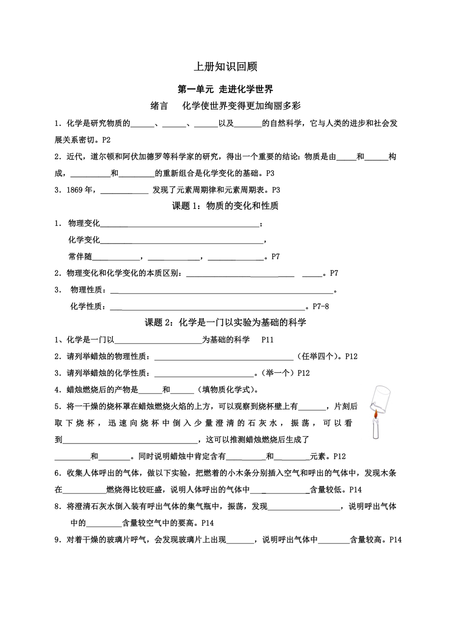 初三化学上册知识点总结填空.doc_第1页