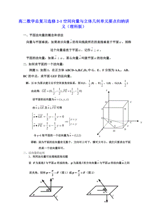 高二数学总复习空间向量与立体几何专题讲义(理科版)(20.doc