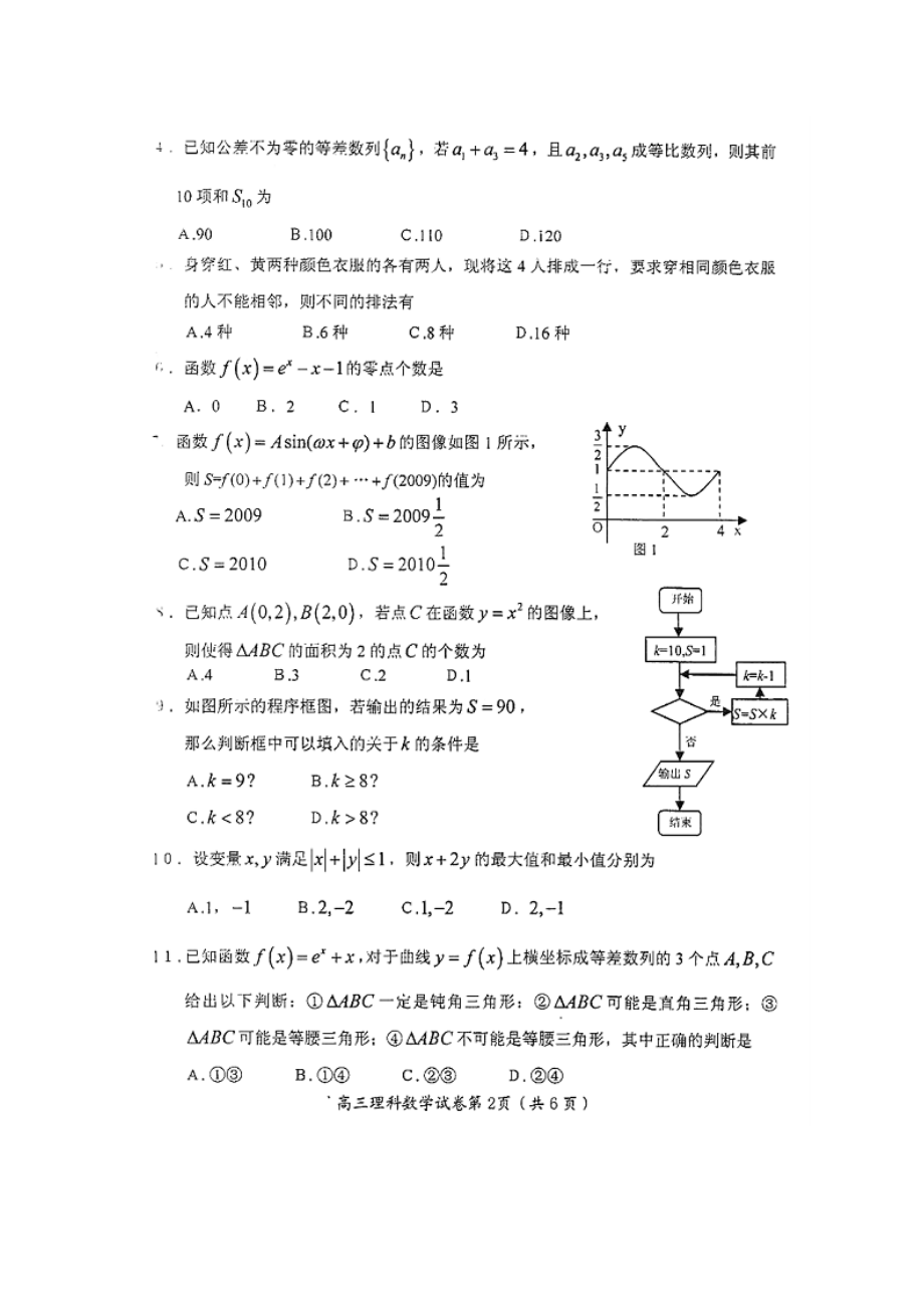 河南省濮阳市华龙区高级中学高三上学期摸底考试数学理科扫描版.doc_第2页