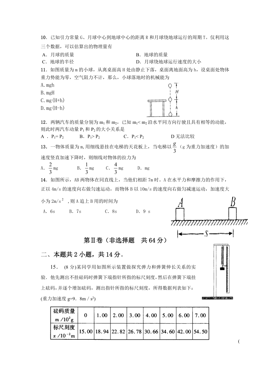 高一期末物理试卷.doc_第2页