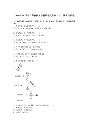 江苏省扬州市梅岭中学九级上学期期中化学试卷[解析版] .doc