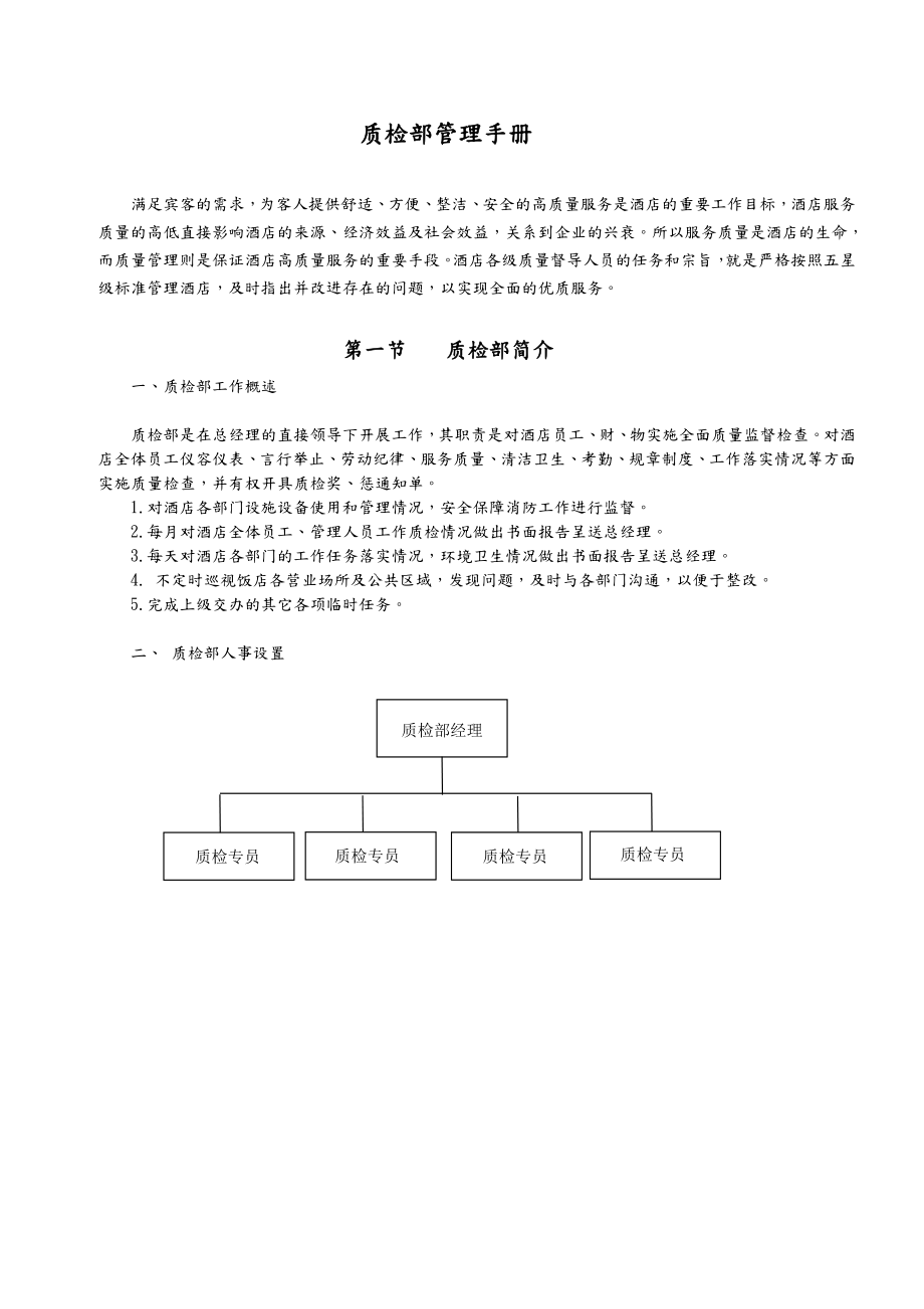 XX国际大酒店质检部管理手册.doc_第1页