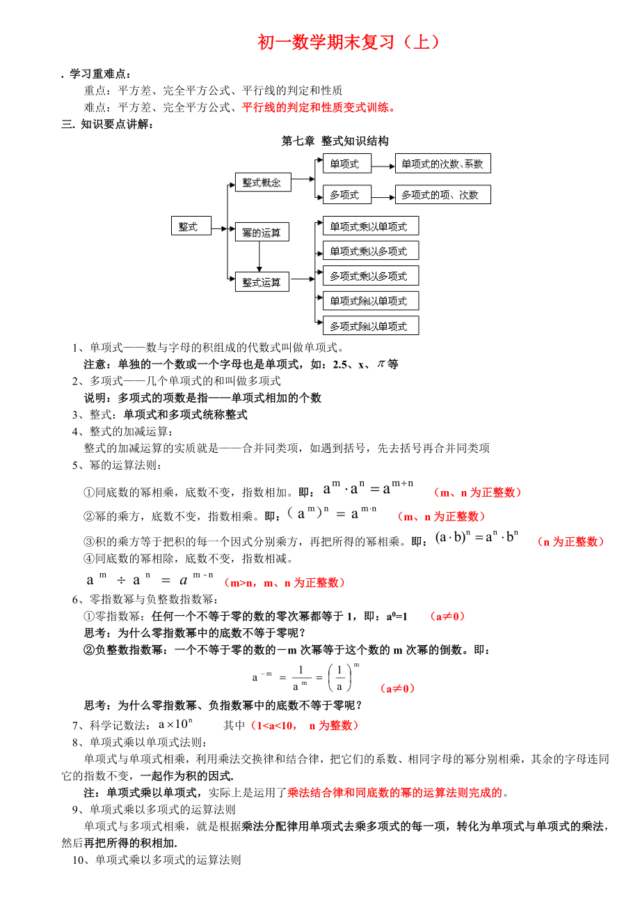 上海新教材初一理科班数学期末复习汇总.doc_第1页