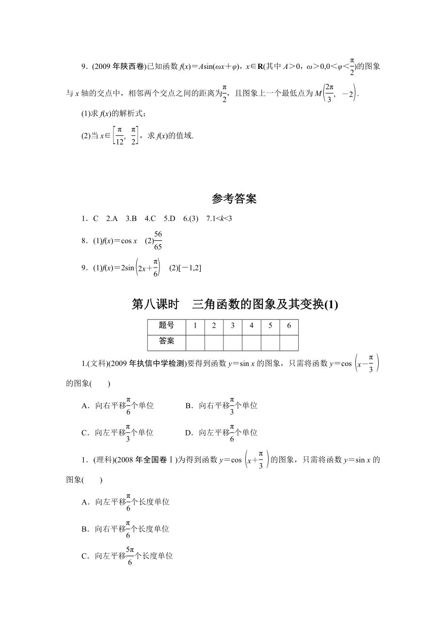 文科数学总复习——三角函数的图象及其变换 .doc_第3页