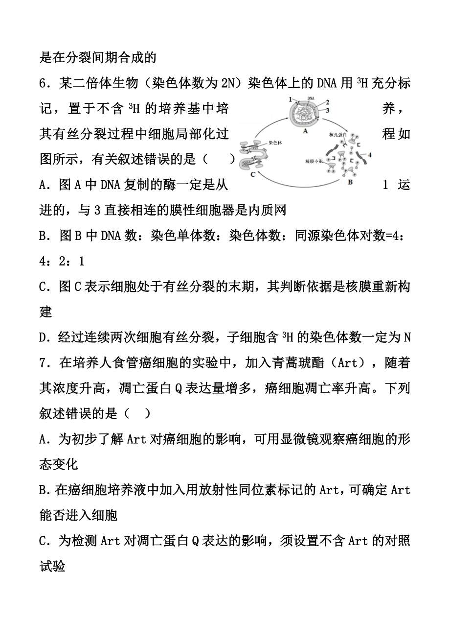 山西大学附中高三上学期9月月考生物试题及答案.doc_第3页