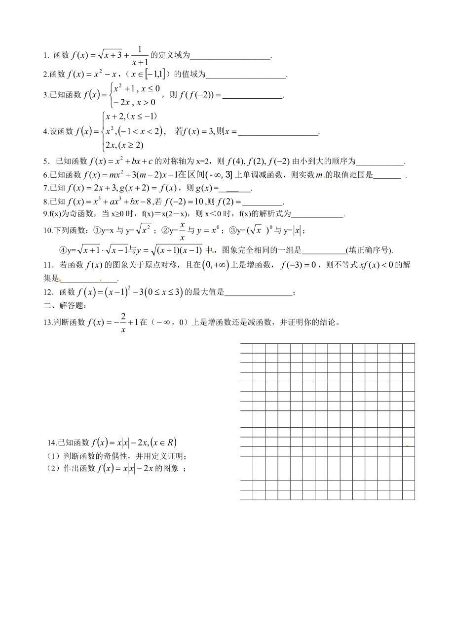 高中数学：2.1《函数的概念和图像》同步练习1（苏教版必修一）.doc_第1页