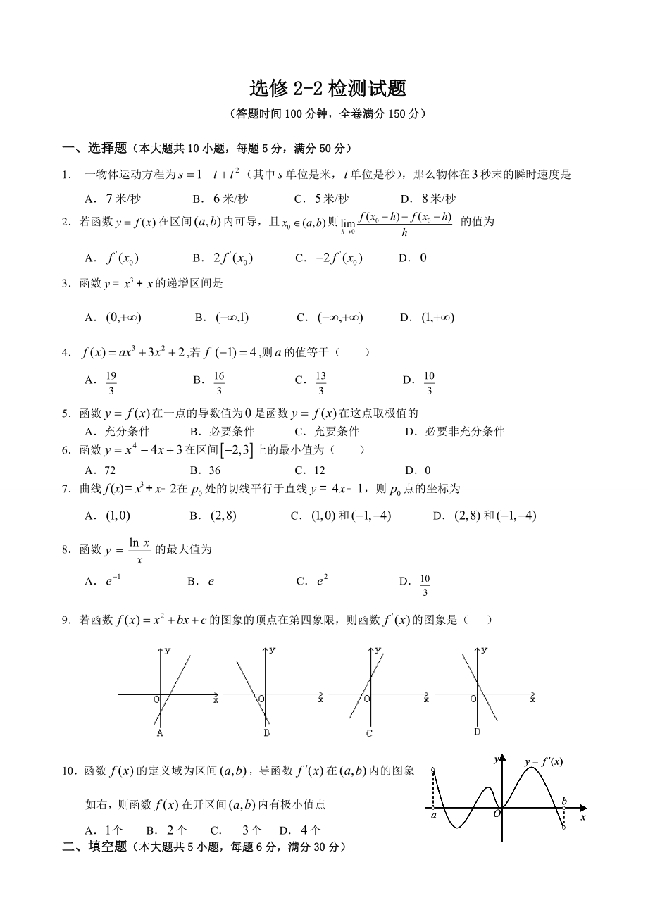 高考数学导数及其应用精炼.doc_第1页