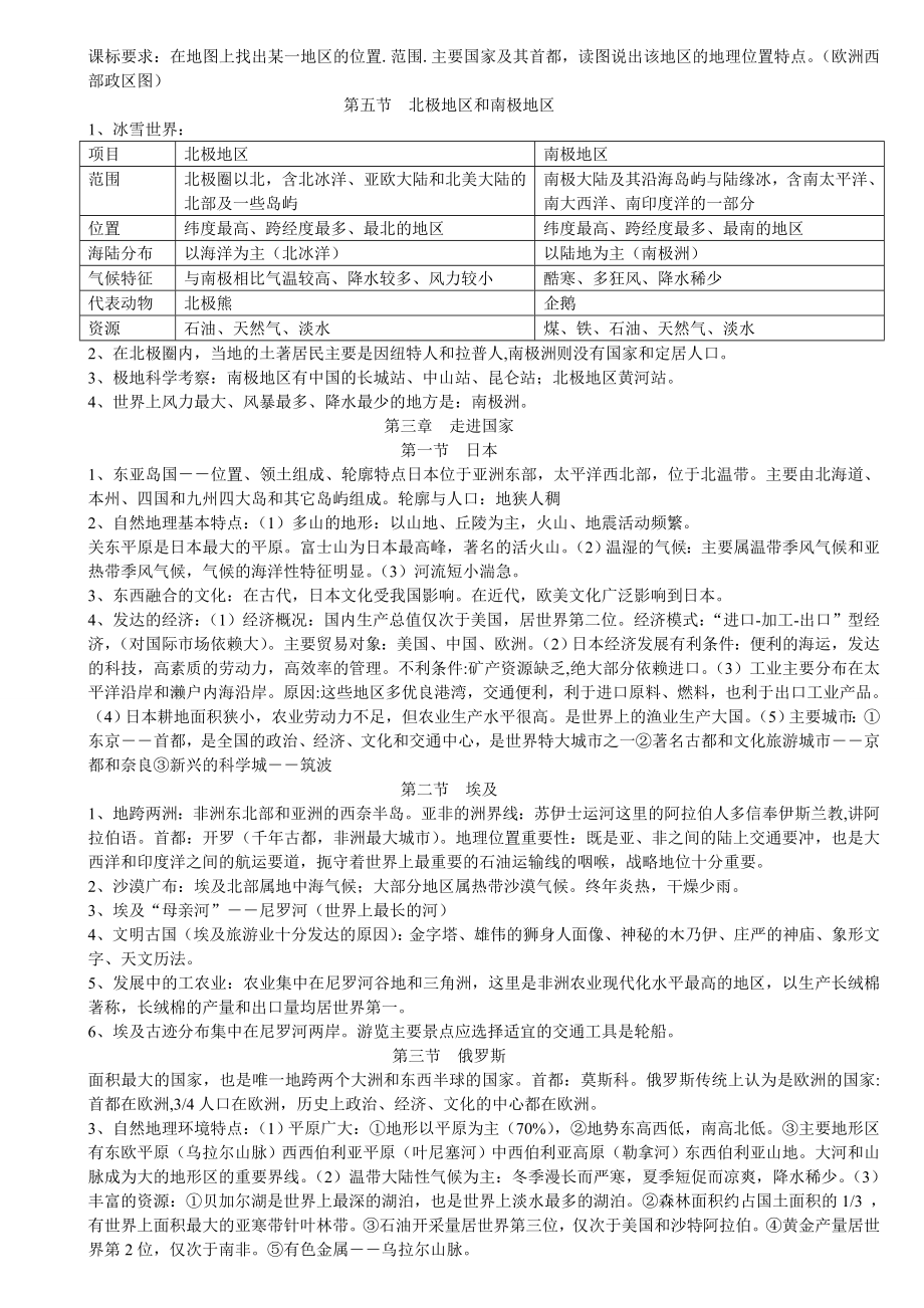 Word湘教版七级地理下册复习提纲.doc_第3页