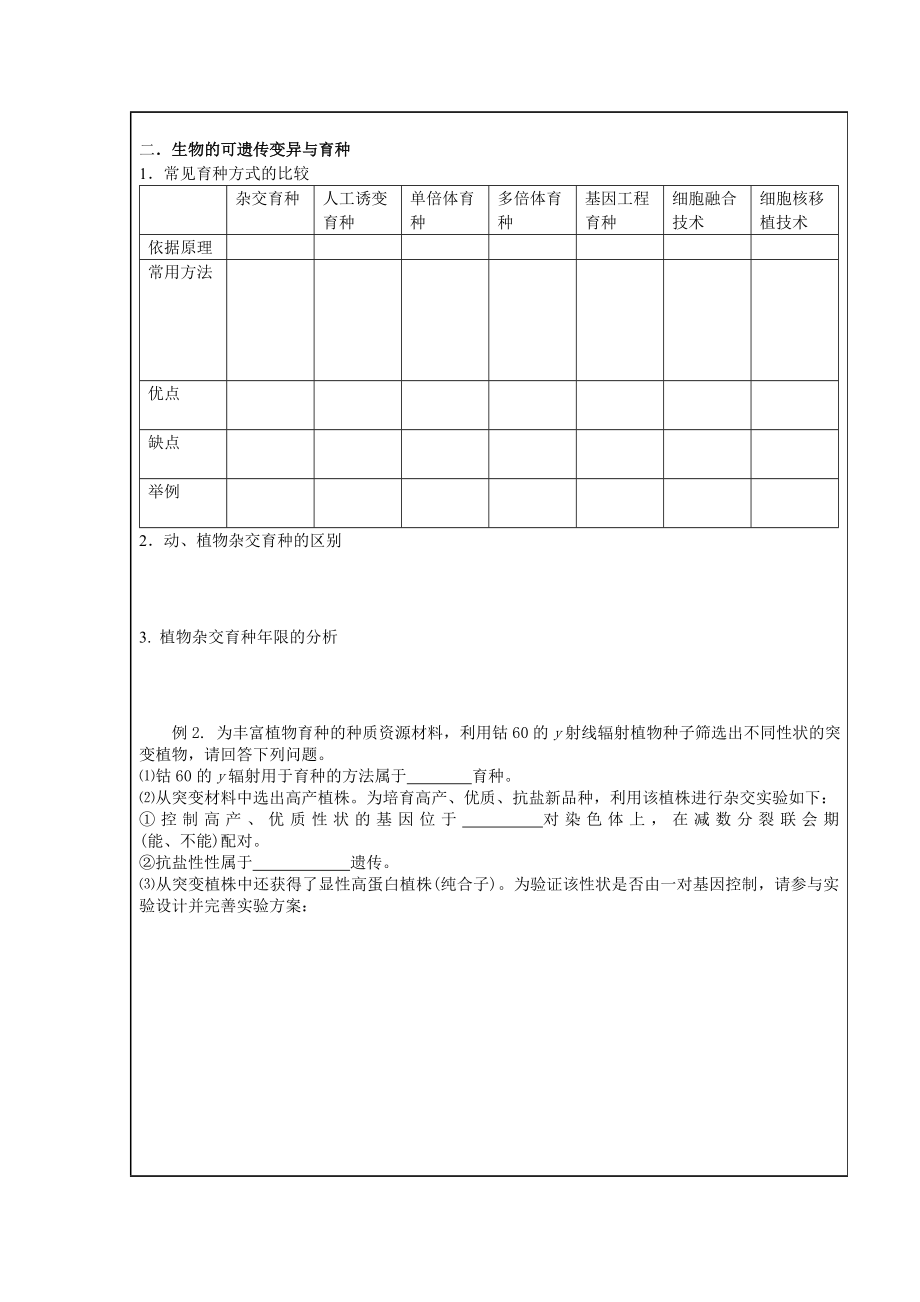 新人教版高三生物教学案系列： 变异、育种与进化.doc_第2页