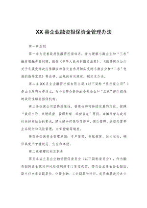 XX县企业融资担保资金管理办法.docx