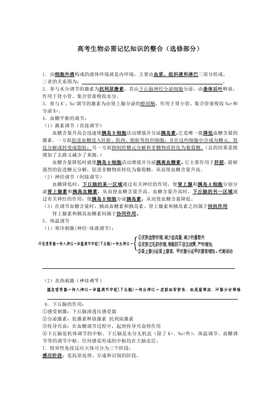 高考生物必需记忆知识的整合（选修部分） .doc_第1页