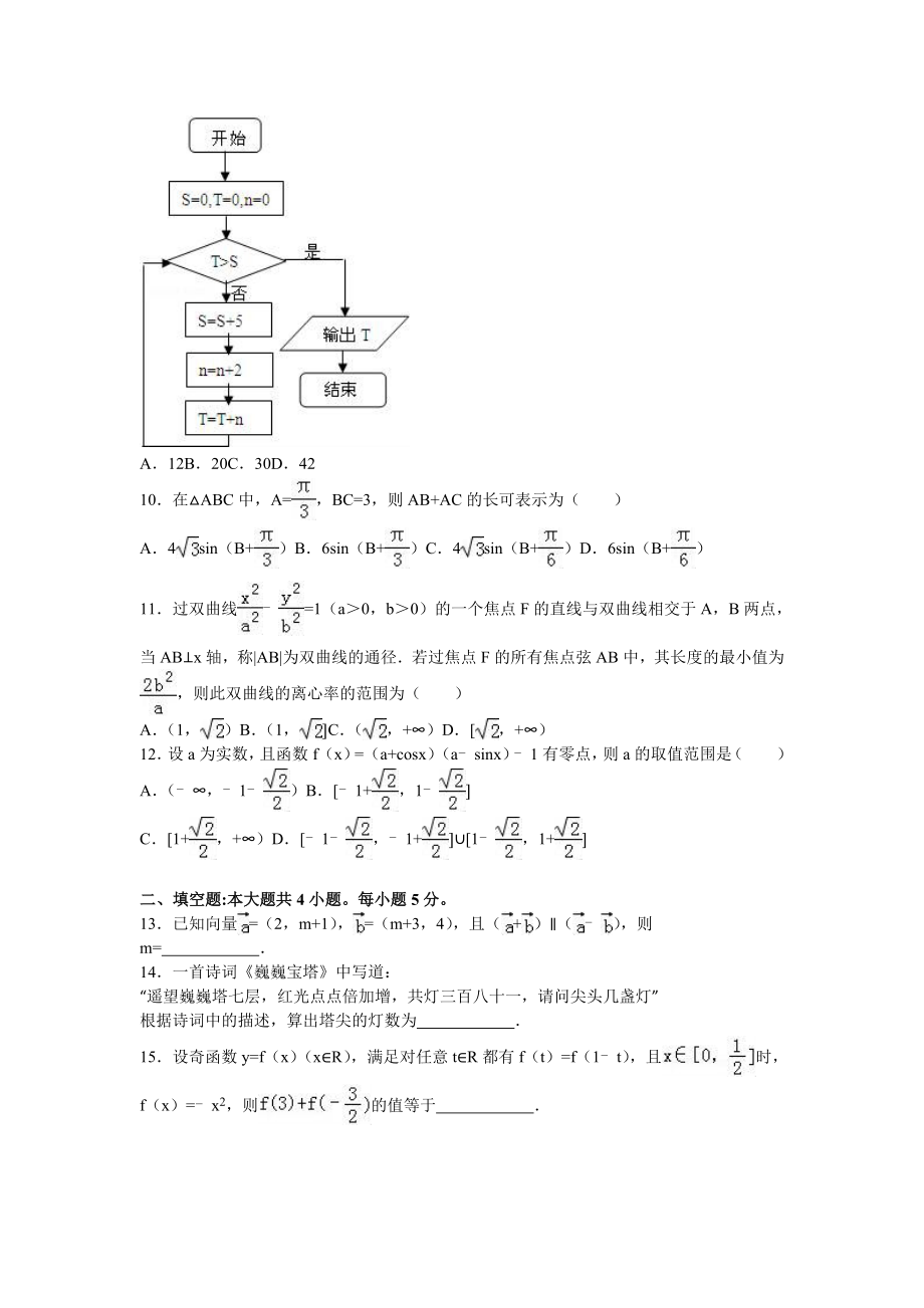 武汉市高考模拟文科数学试卷（5月份）含答案解析.doc_第2页