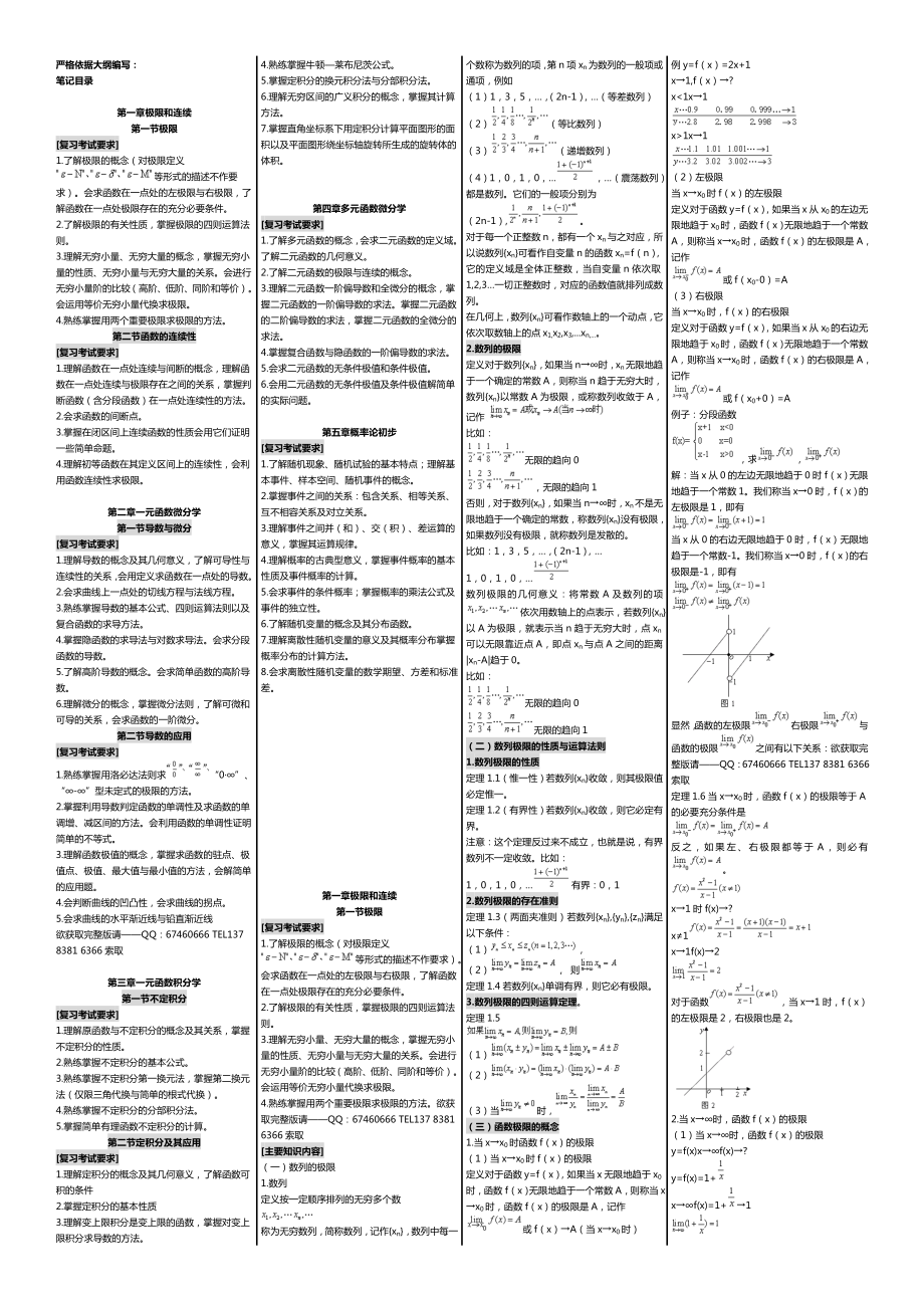 成人高考(专升本)高等数学二笔记小抄【已排版】.doc_第1页