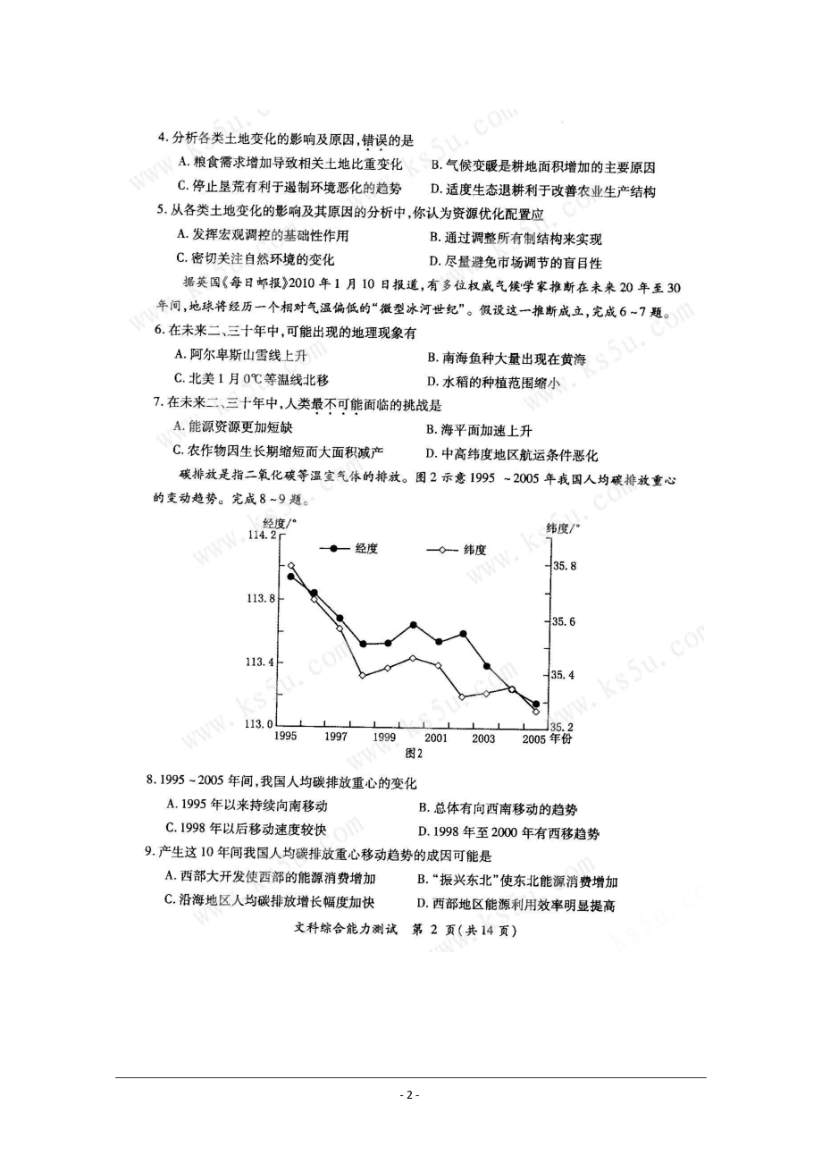 福建省厦门市高中毕业班适应性考试(文综).doc_第2页