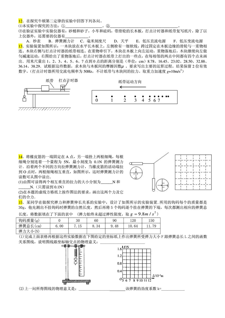 高一物理必修1实验复习题1588056244.doc_第2页