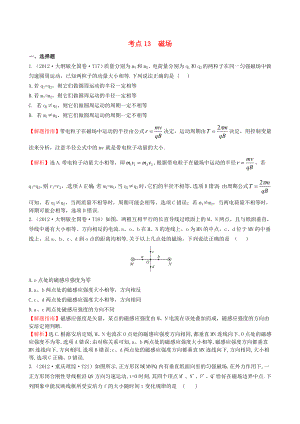 高考物理 考点汇总 考点13 磁场 新人教版.doc