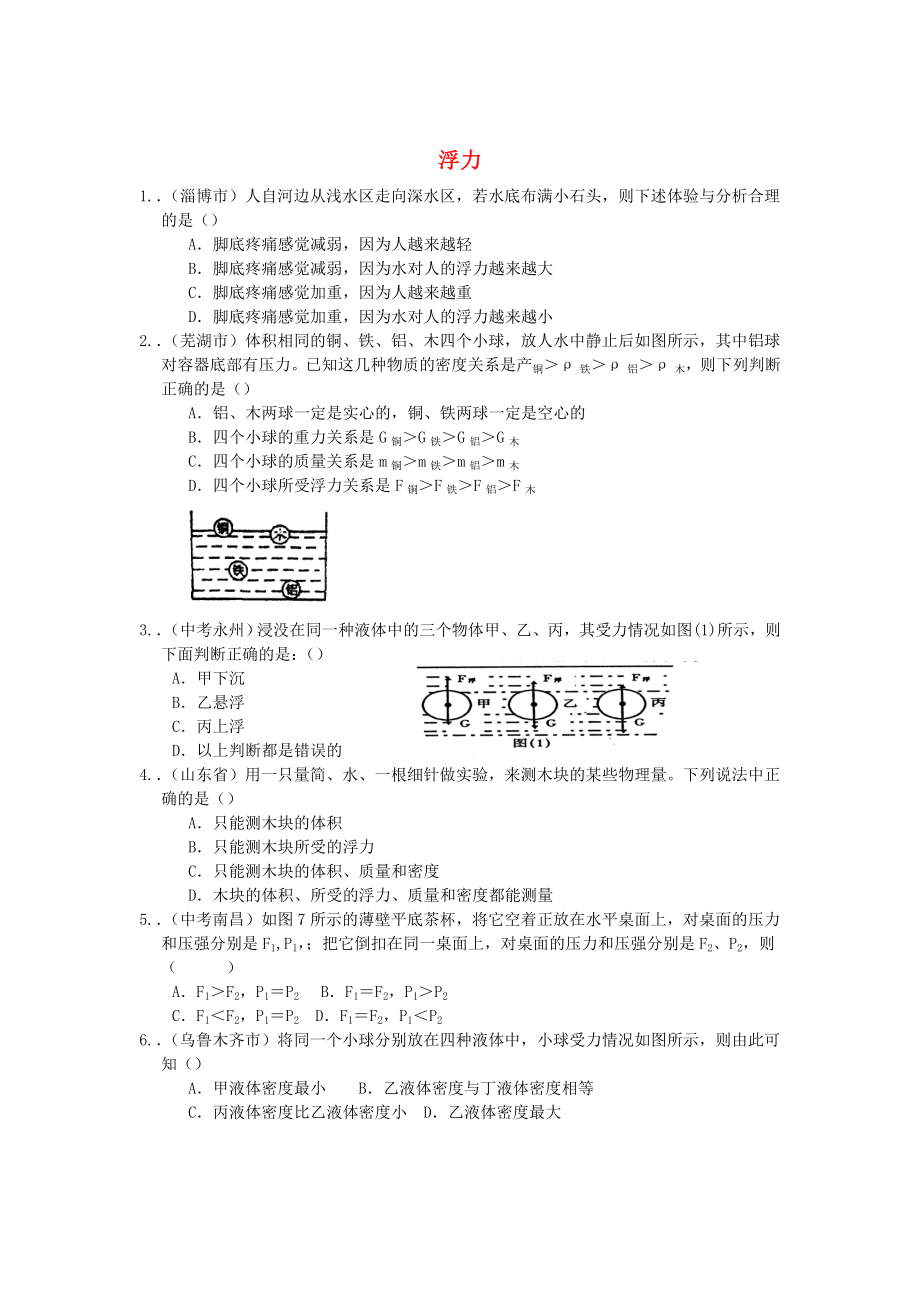 中考物理专项复习-力学题库.doc_第1页