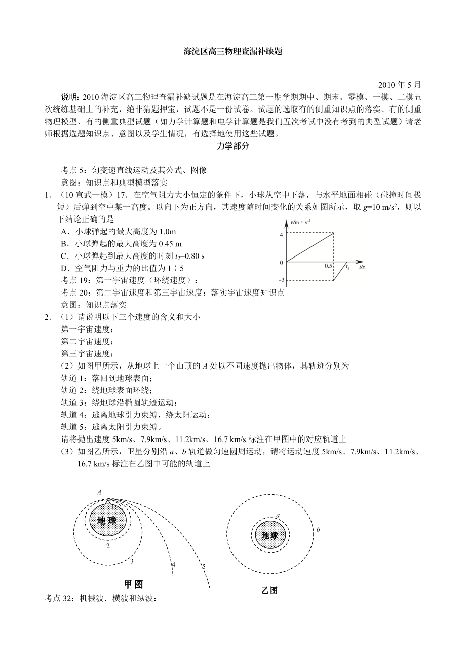 北京海淀区高三查缺补漏物理.doc_第1页