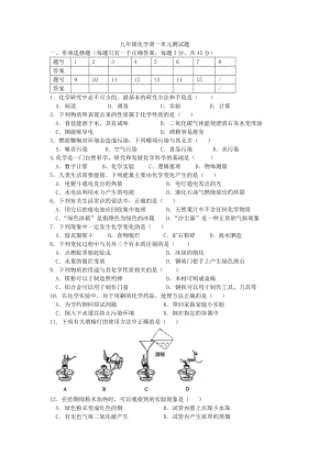 《九级化学》第一单元到第三单元测试题.doc