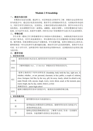 外研版初中英语八级下册教案：Module 2 Friendship.doc