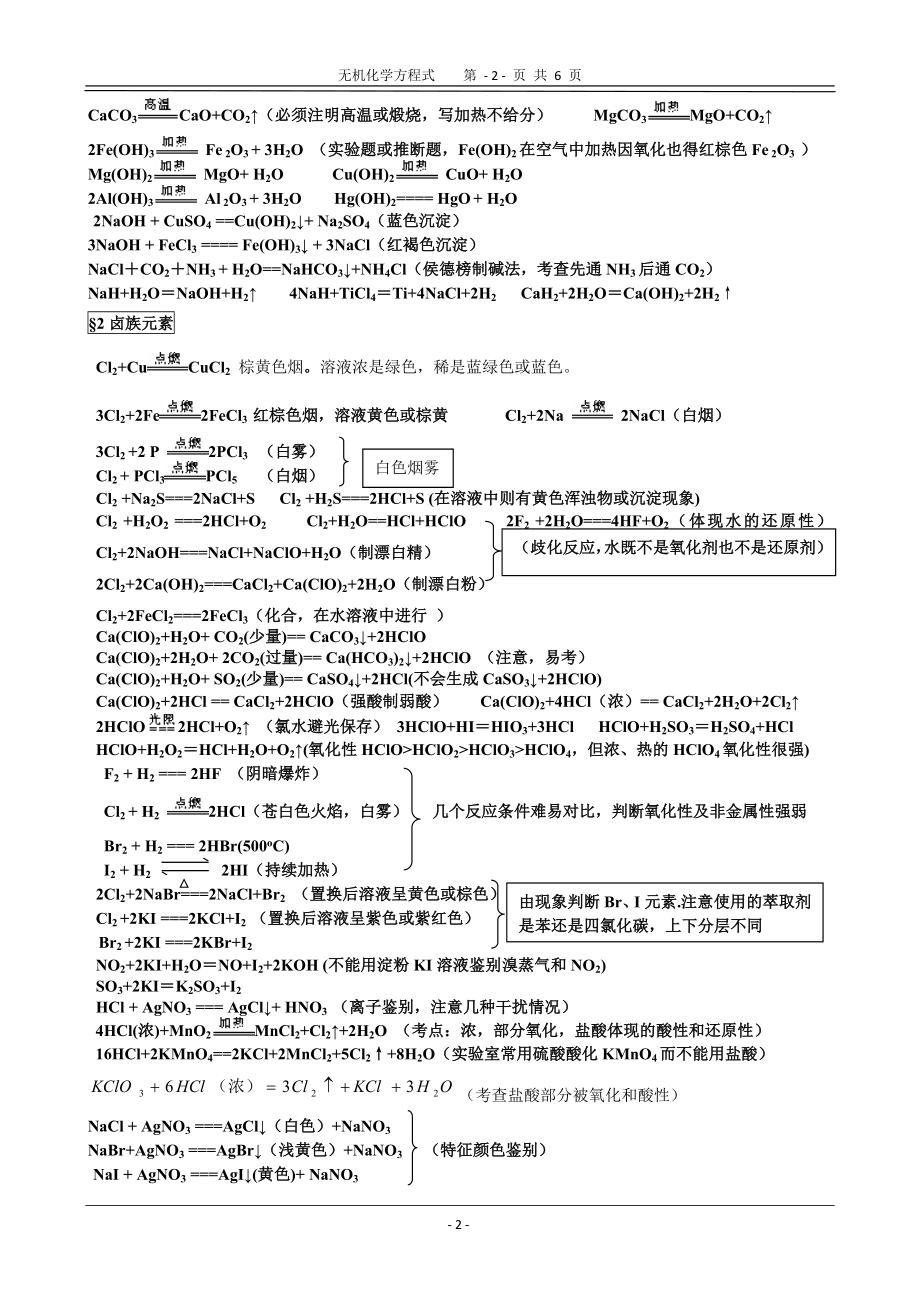 高中化学方程式大全打印版.doc_第2页