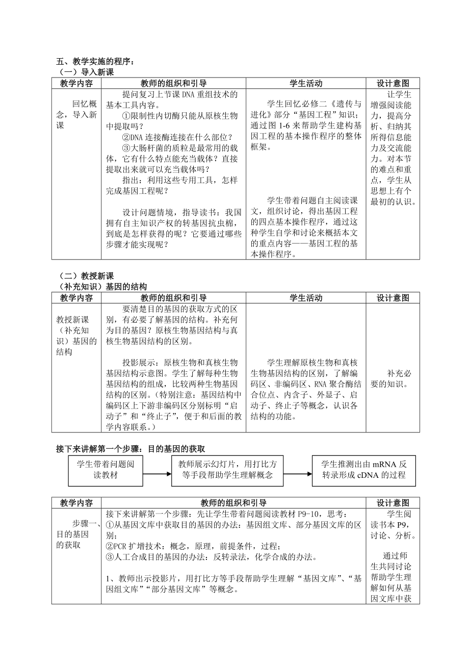 人教版高中生物《基因工程的操作程序》的教学设计——殷宇（第二稿）.doc_第2页