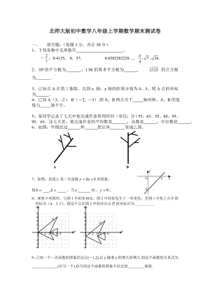 北师大版初中数学八级上学期数学期末测试卷1.doc