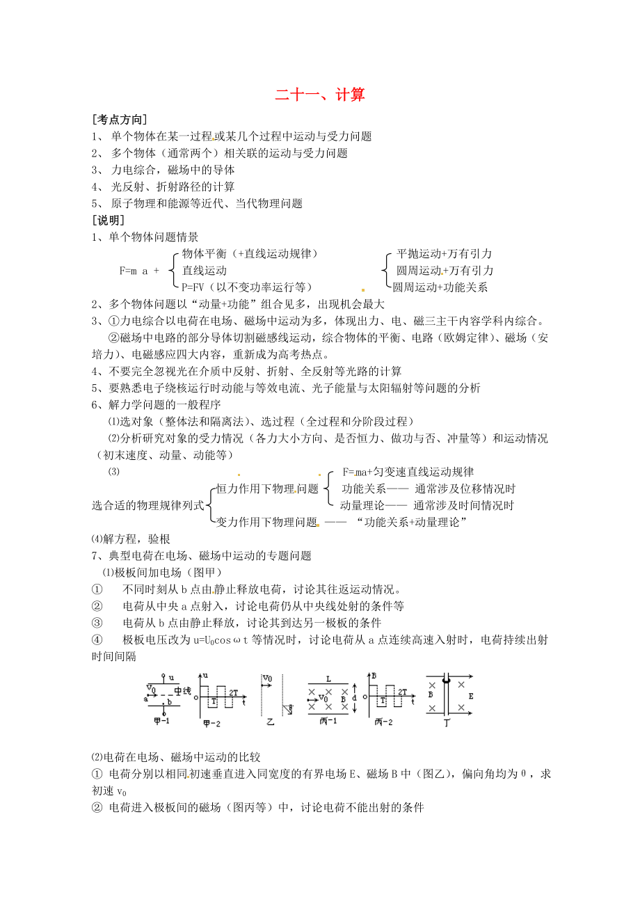 高考物理 考点解题思路大揭秘二十一 计算.doc_第1页