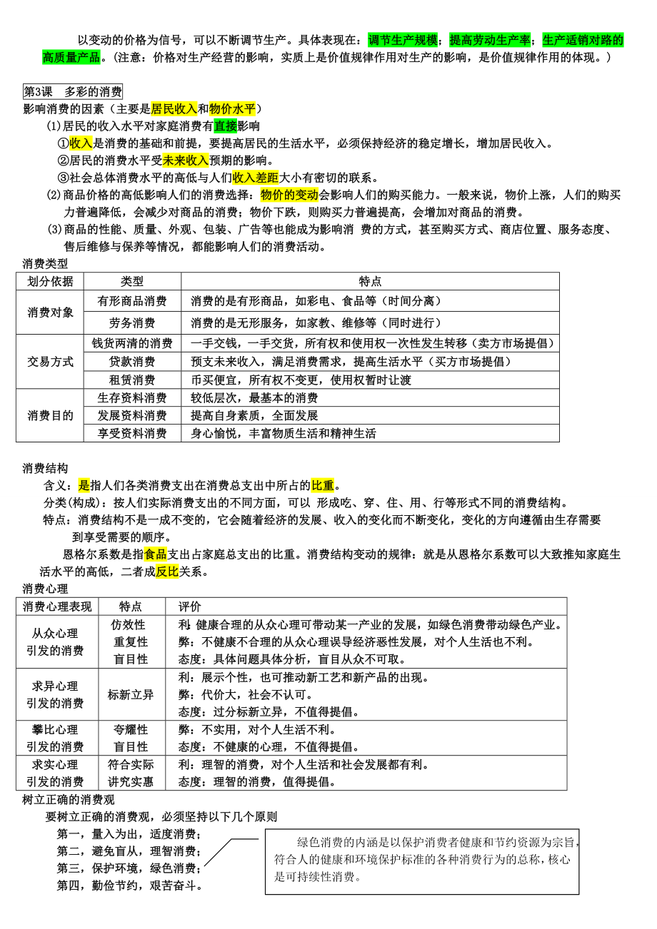 高中思想政治必修1经济生活笔记整理.doc_第3页