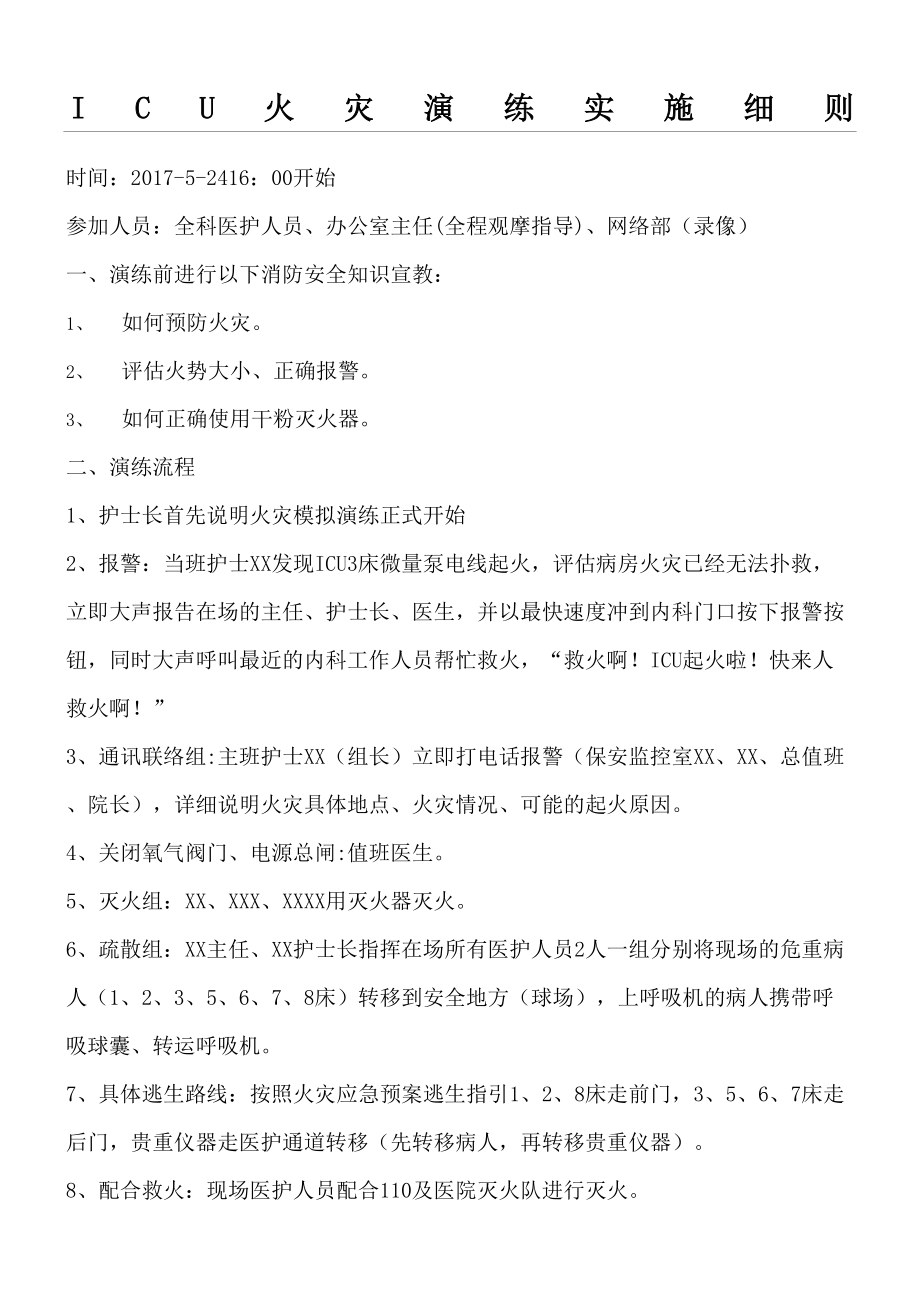 ICU火灾应急预案演练.docx_第2页