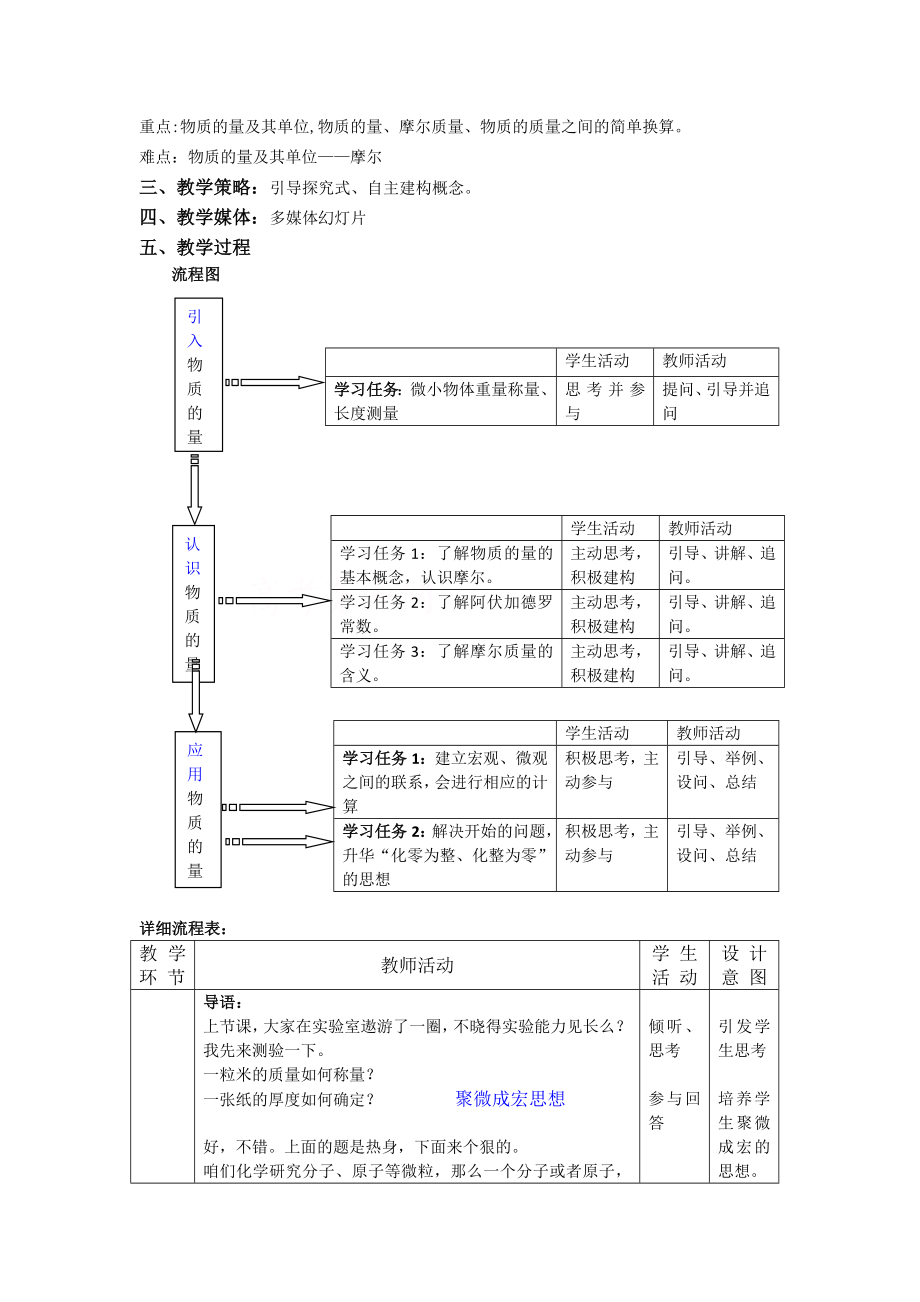 新人教版必修一第一章第二节《化学计量在实验中的应用》教学设计.doc_第3页