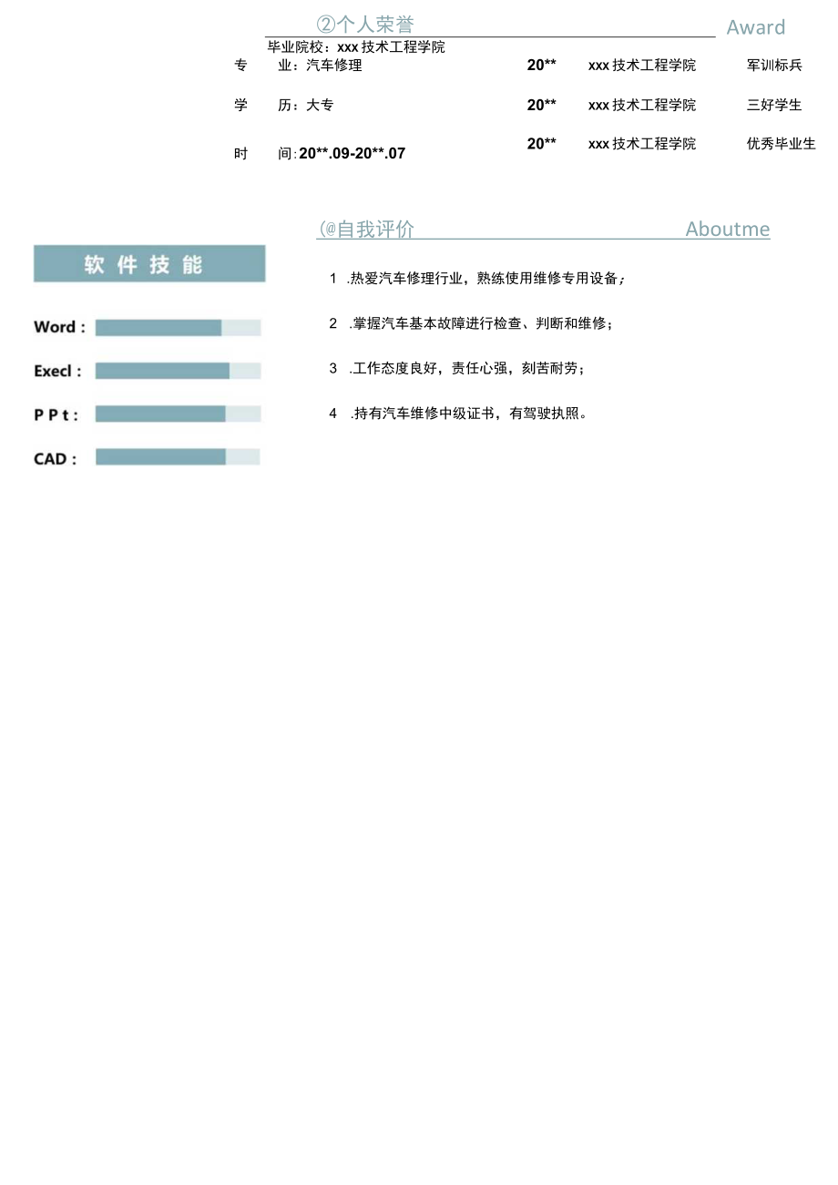 新汽车行业简历汽车维修简历.docx_第2页