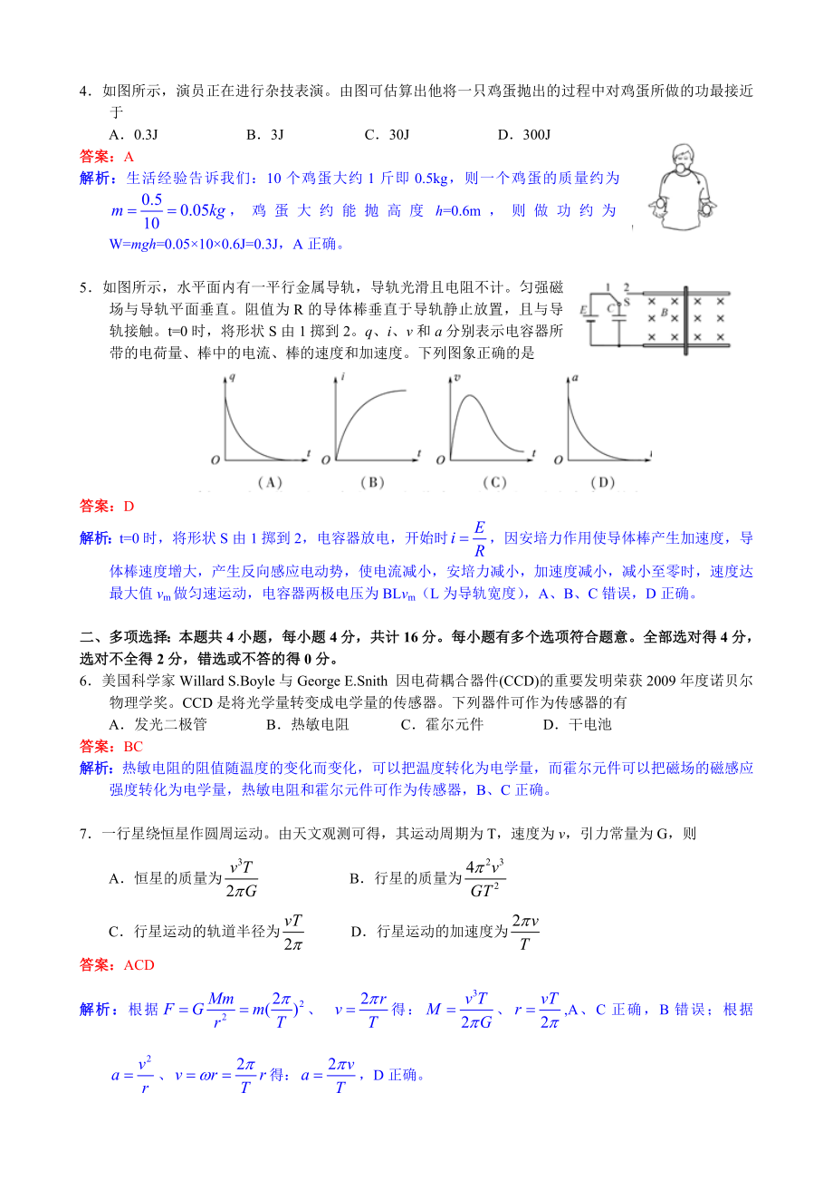 高考物理试题江苏卷试题和答案.doc_第2页