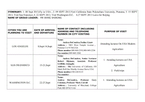 ITINERARY 1 08 Sept ,Fly to USA ; 2 09 SEPT ,.doc