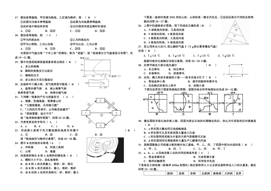 9月新整理新版沁阳市上学期高三地理测试题.doc_第2页