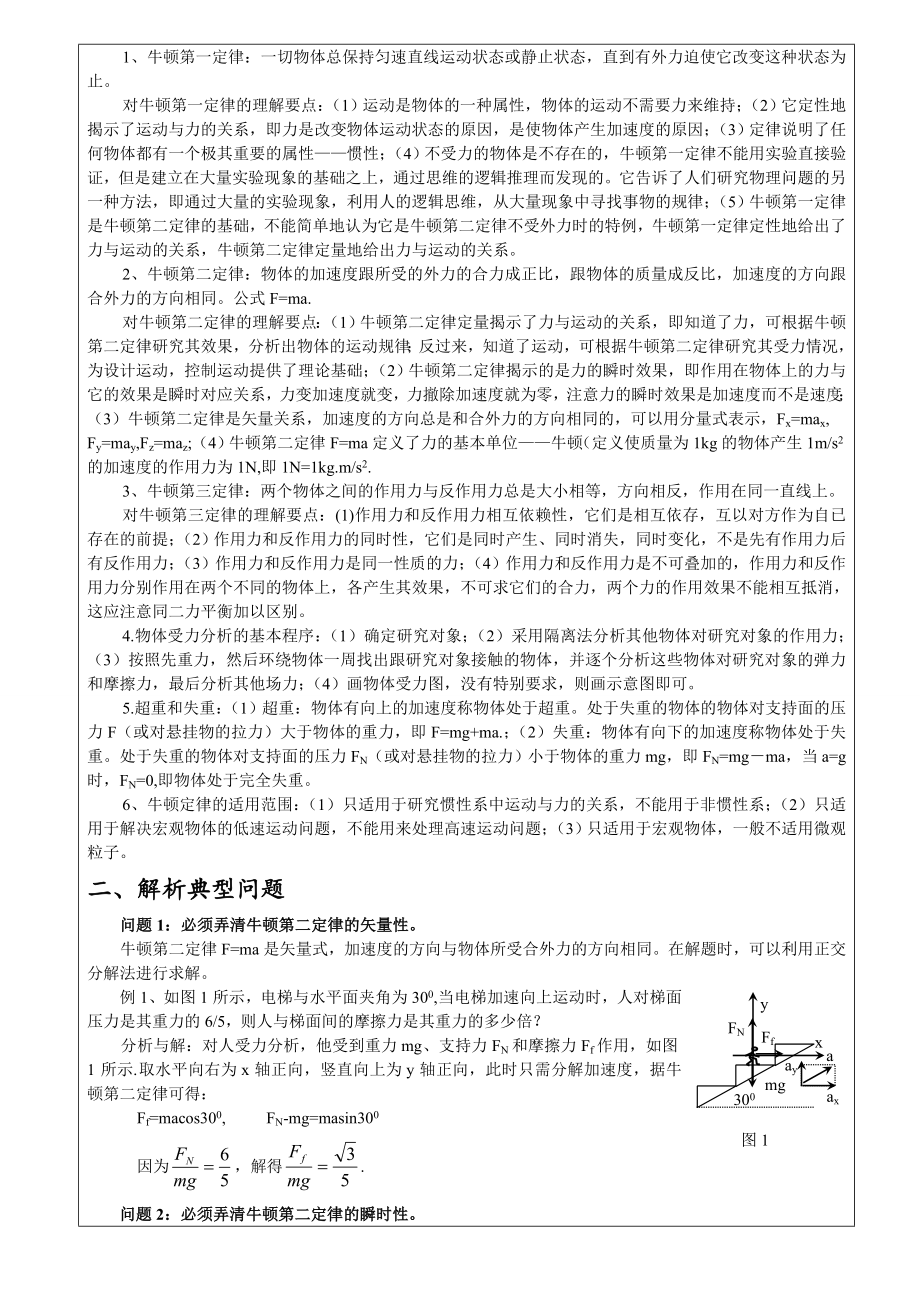 闽师堂教案之高考物理第一轮总复习3、牛顿运动定律.doc_第2页