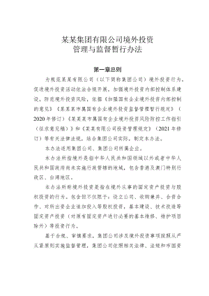 某某集团有限公司境外投资管理与监督暂行办法.docx