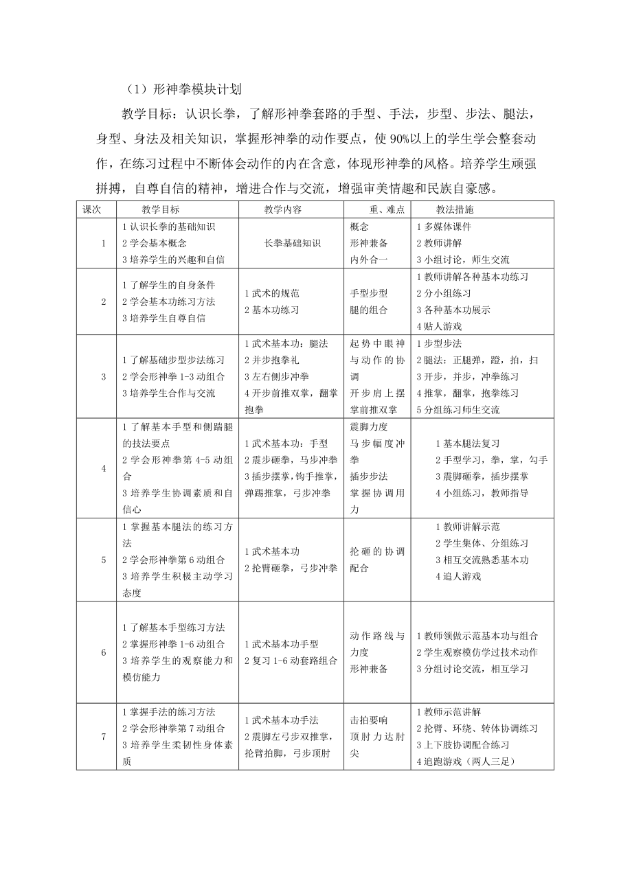 高中武术形神拳单元计划.doc_第1页