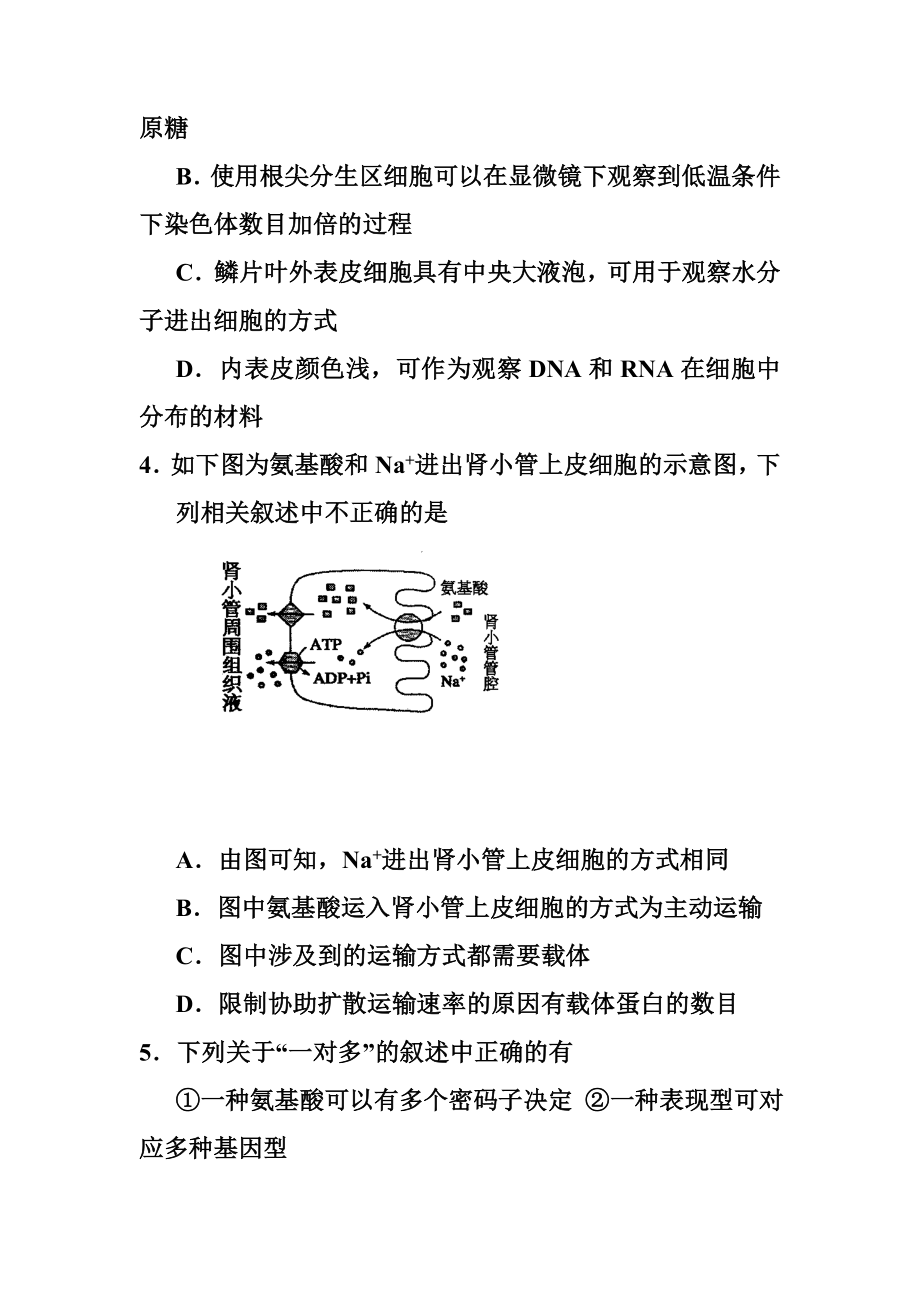 宁夏银川一中高三上学期第三次月考 生物试卷及答.doc_第2页