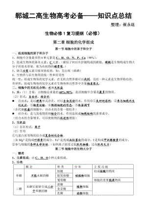 生物高考必备——知识点总结(必修1~3,选修3).doc