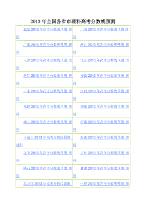 全国各省市理科高考分数线预测.doc