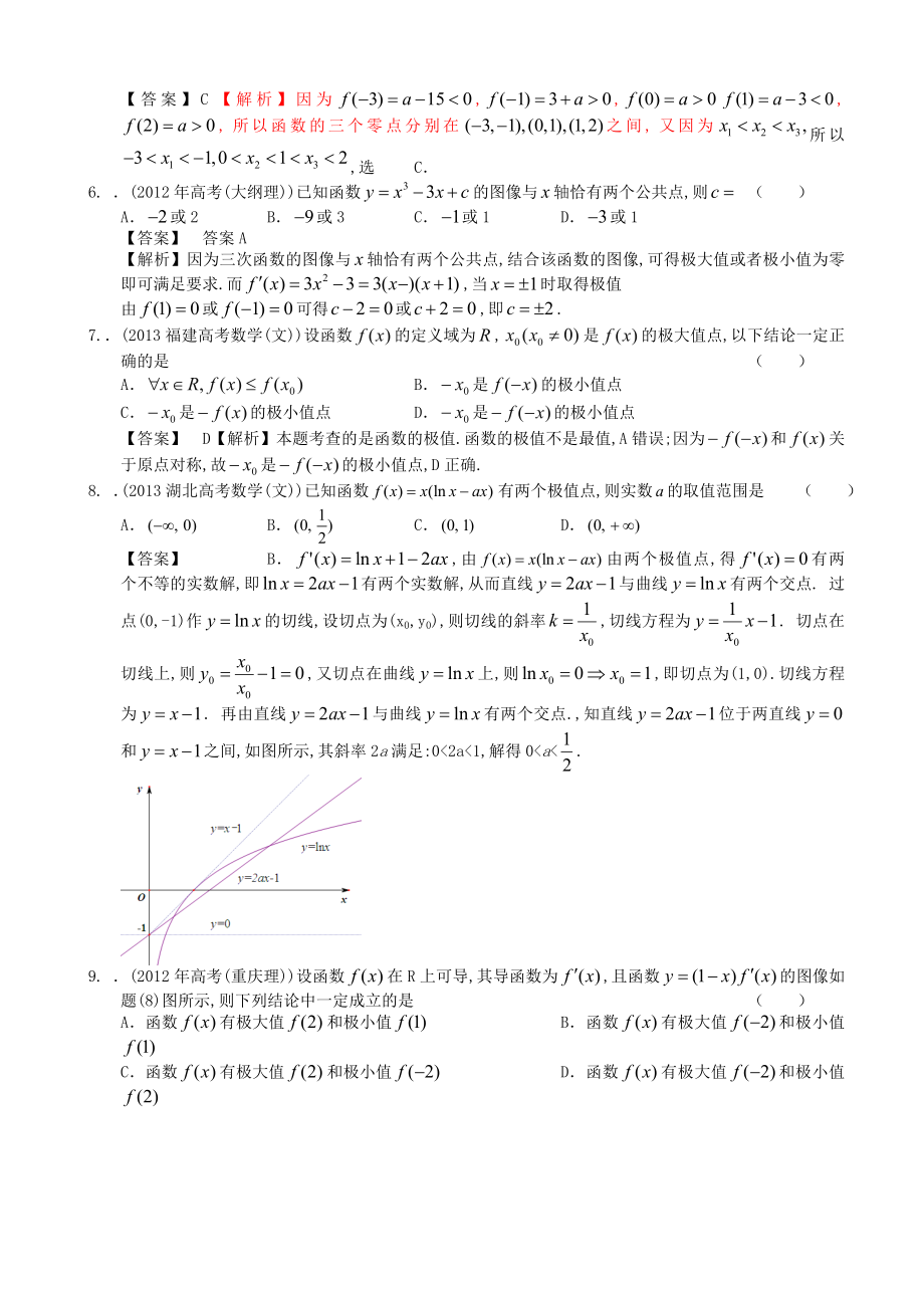 山东省高考数学一轮复习 试题选编41 函数的极值与导数 理 新人教A版.doc_第2页