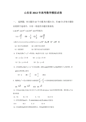 山东省高考数学模拟试卷.doc