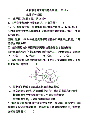 天津市七校高三4月联考 理科综合试题及答案.doc