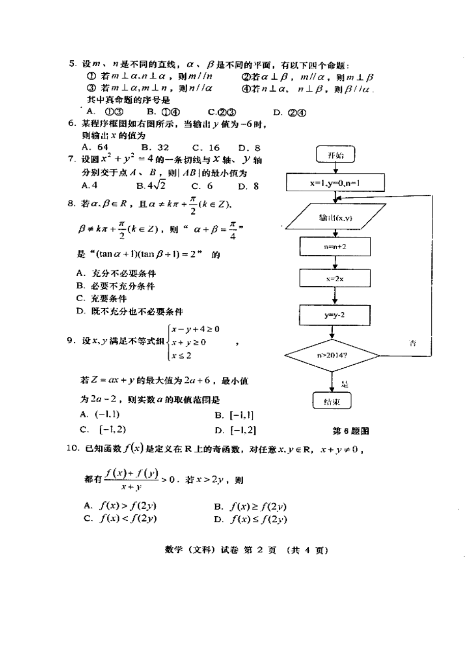 安徽省皖北协作区高三联考文科数学试题及答案.doc_第2页